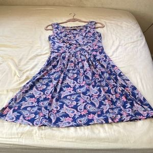 Lands end size small blue and pink paisley dress